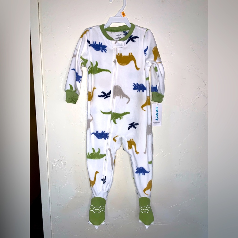 Baby Boy Carter’s Dinosaur Print Footed Fleece Pajamas 12 months